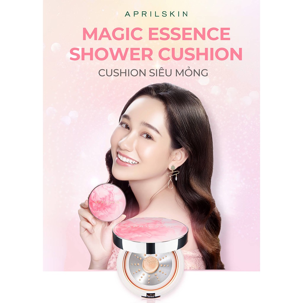 Cushion Aprilskin Magic Essence Shower Màu Hồng