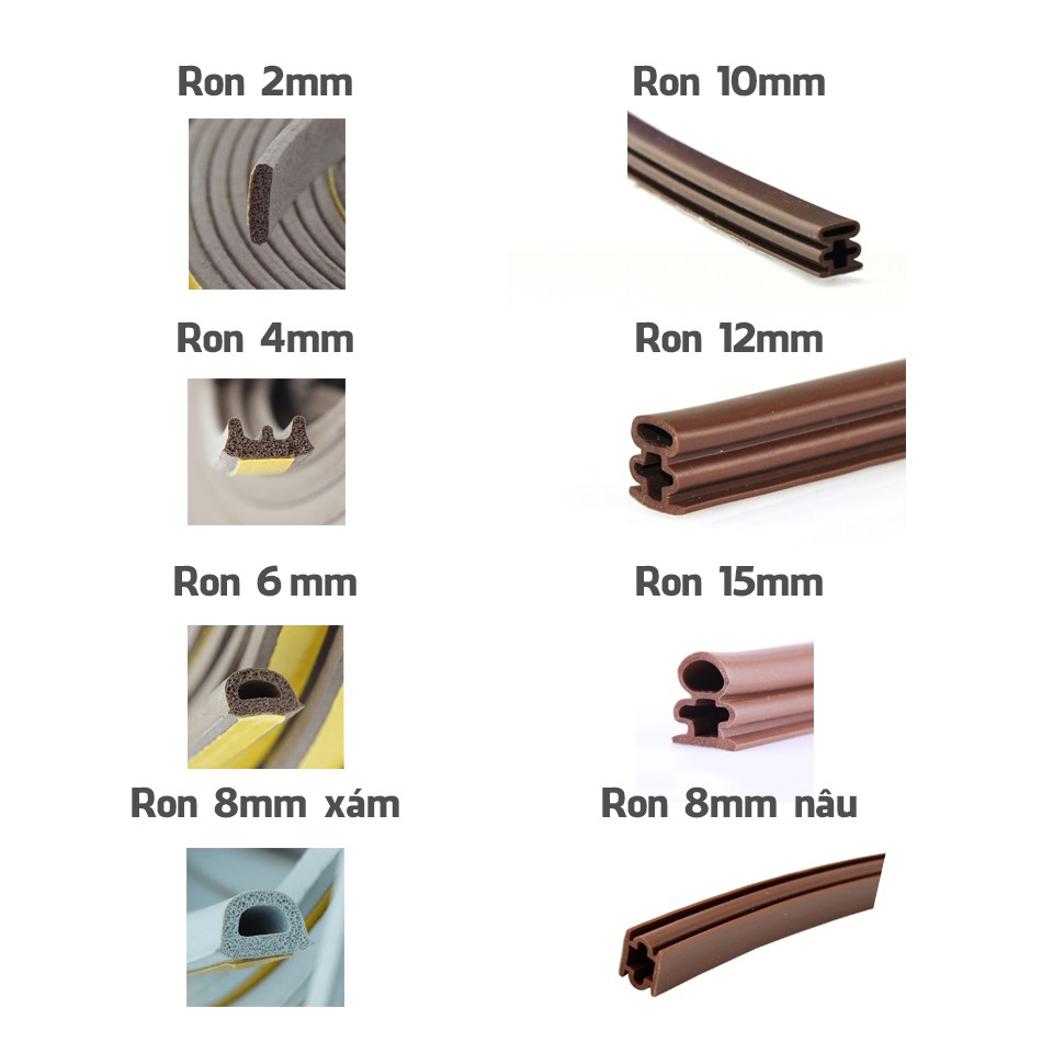 1 Mét Ron Khung Cửa Ngăn Bụi Côn Trùng Chống Ồn 2 4 6 8 10 12 15mm Legaxi