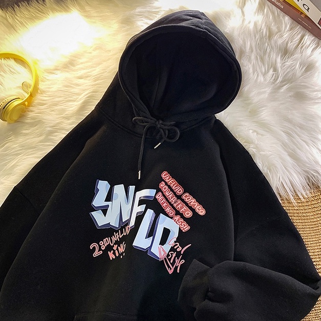 【ZHELIHANGFEI】Áo Hoodie Tay Dài Dáng Rộng In Họa Tiết Graffiti Dễ Phối Đồ