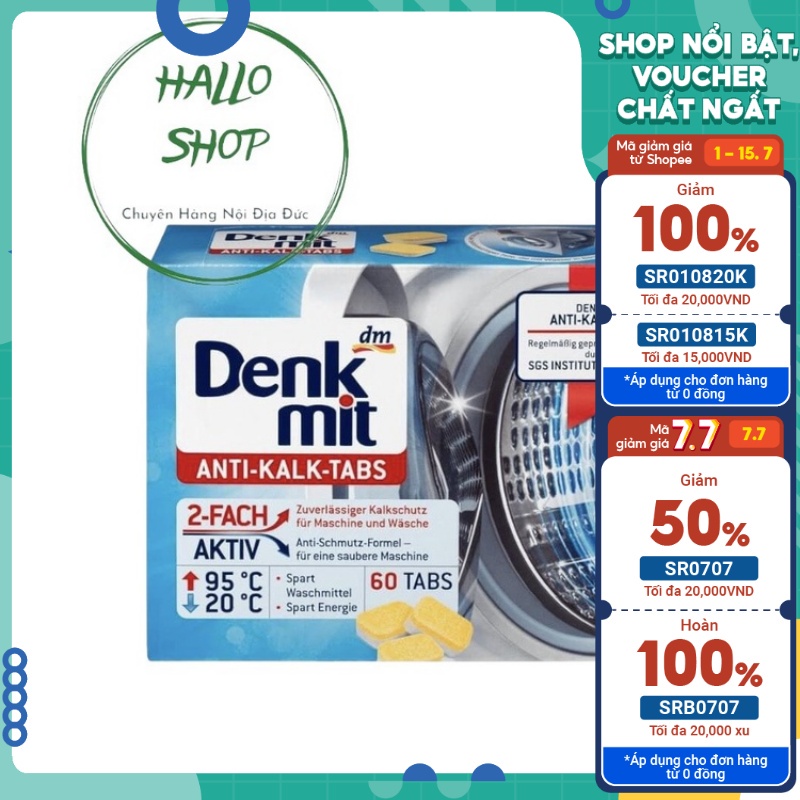Viên tẩy lồng giặt Denkmit (Hộp 60 viên)