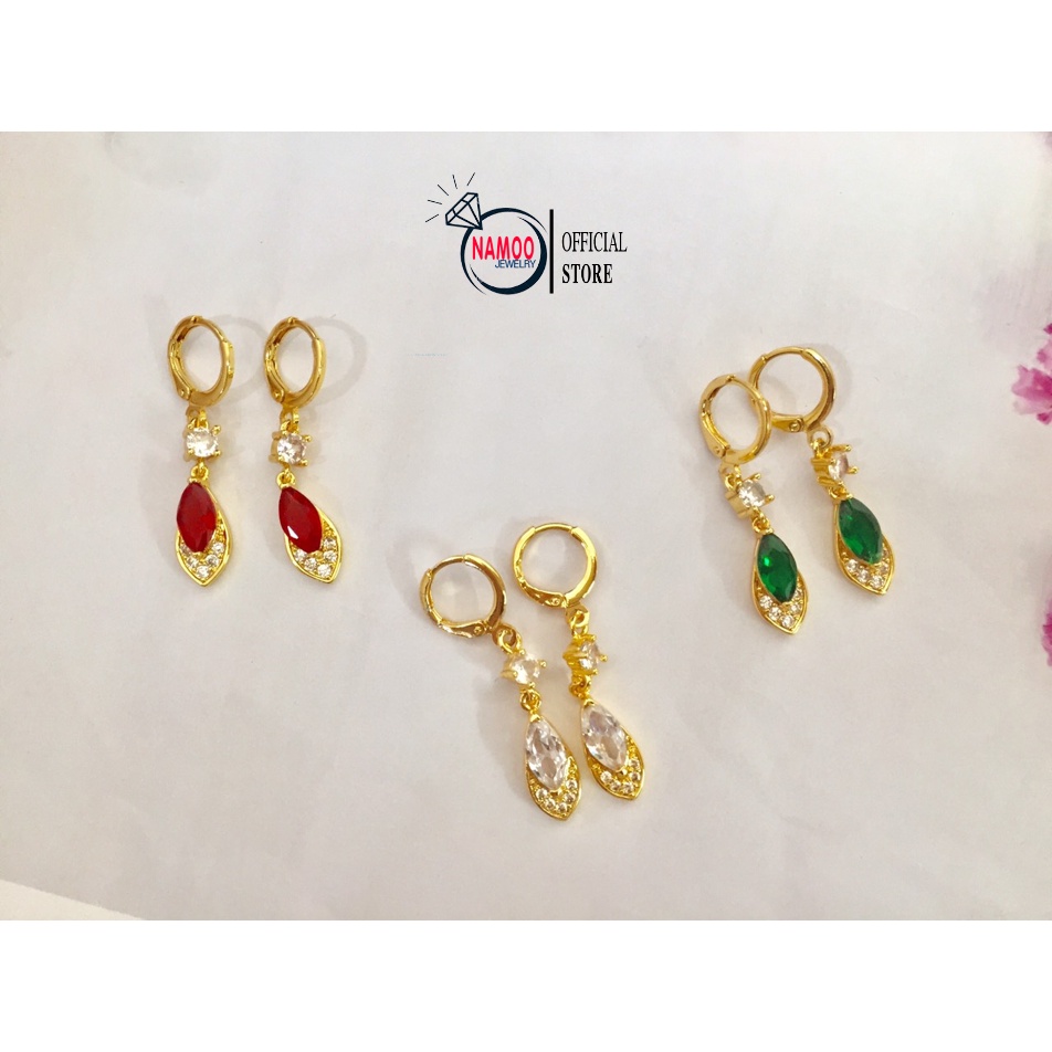 Bông tai nữ Đính Đá Mạ vàng 18k T504 NaMoo Jewelry