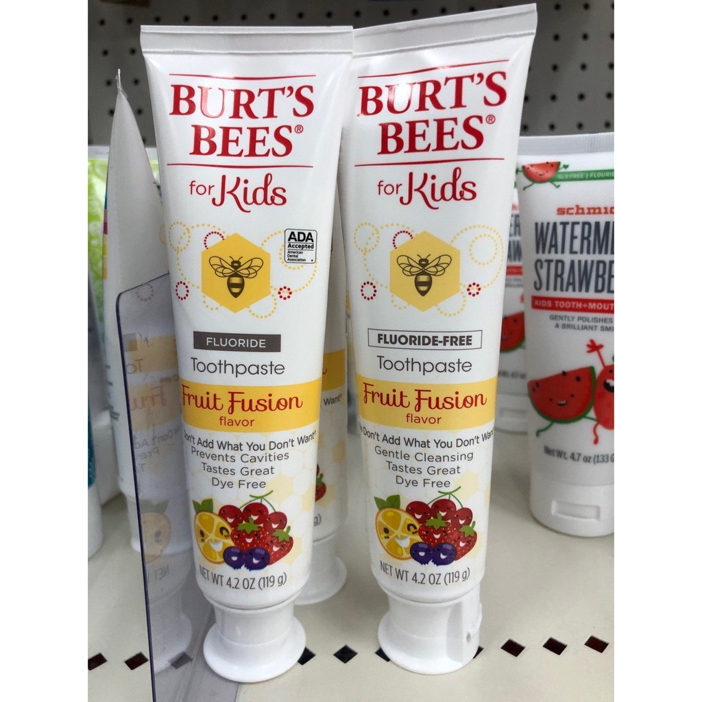 Kem đánh răng Burt's Bees Kids Fruit Fusion Fluoride Toothpaste 119g của Mỹ - Hương trái cây cho bé