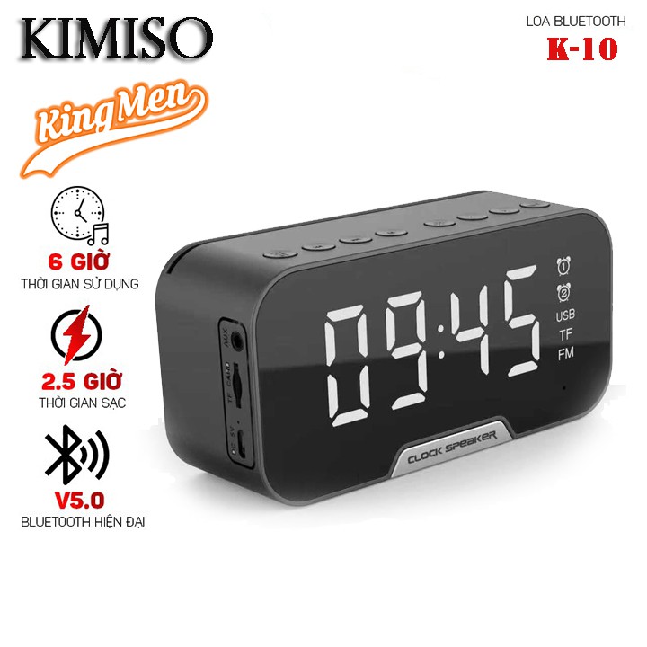 Loa bluetooth 3 trong 1 đồng hồ báo thức, nhiệt độ, gương, loa âm thanh siêu hay, bass trầm ấm, pin trâu k10