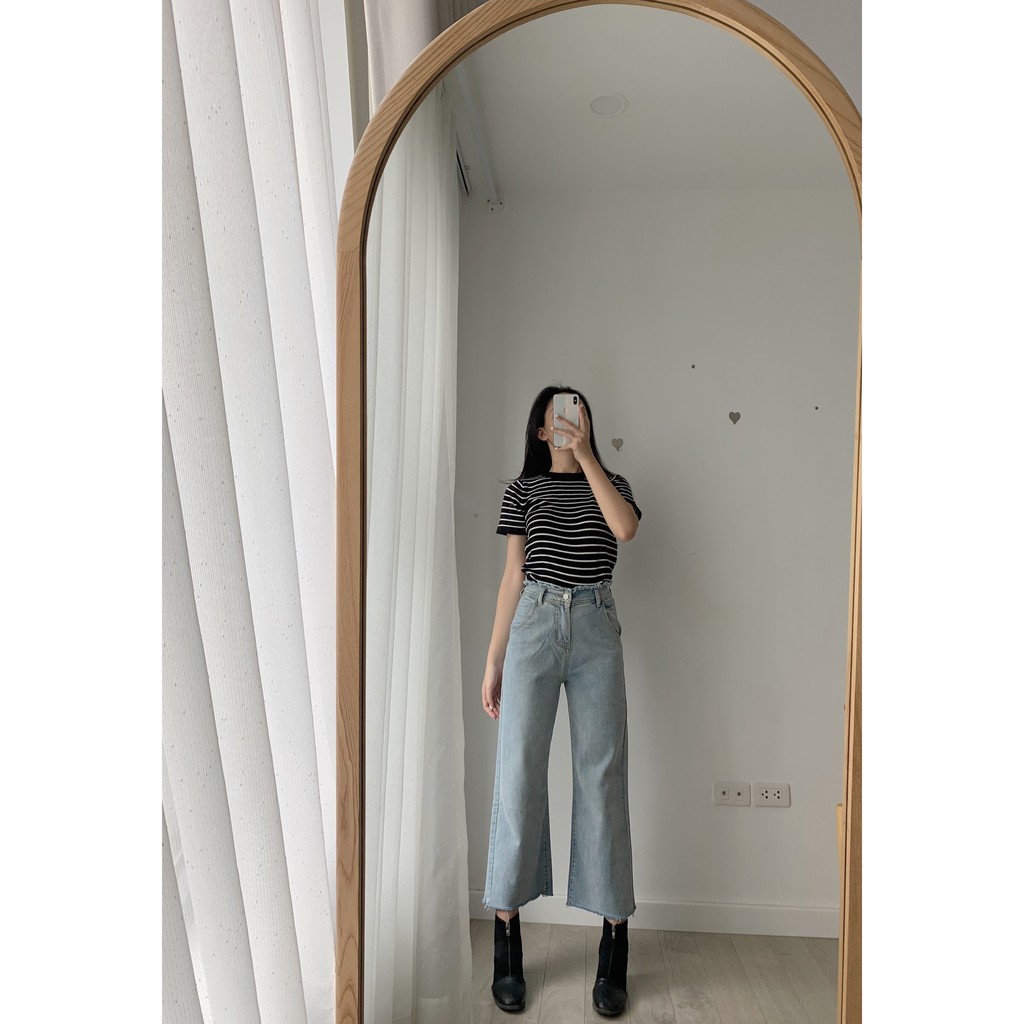 Quần bò ống rộng lưng cạp chun QB168 1994closet