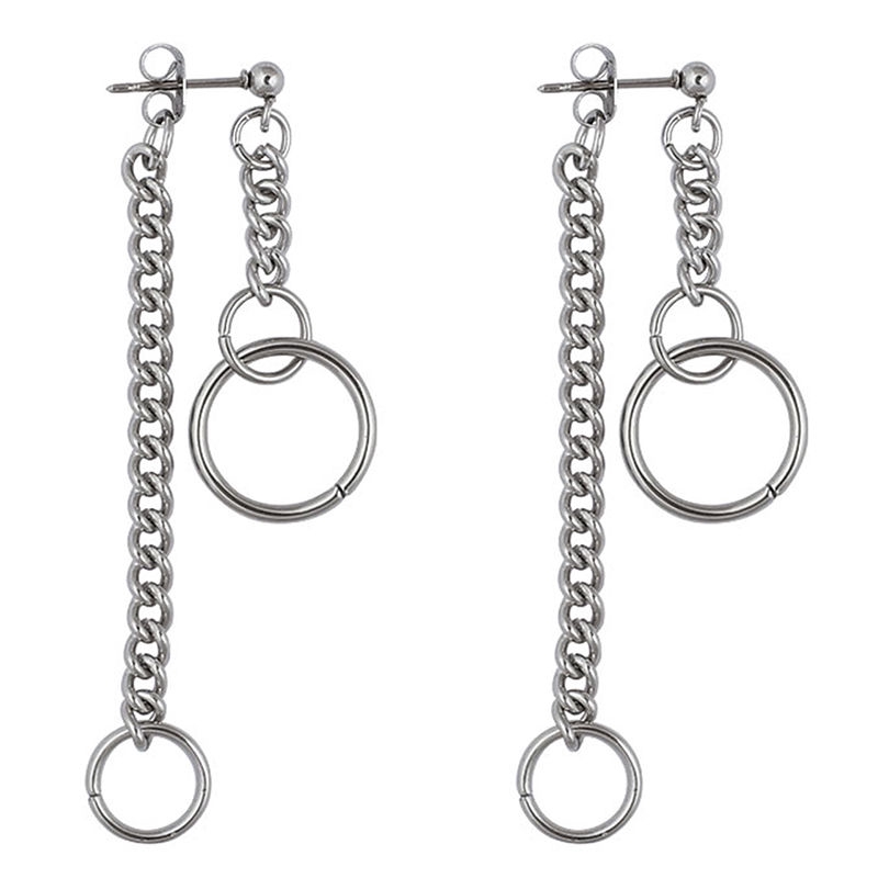 Khuyên Tai Thời Trang Dáng Dài Mặt Hình Tròn Phong Cách Hip Hop Cá Tính