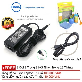 SẠC LAPTOP DELL 19.5V-2.31A chân kim nhỏ Origin + Tặng dây nguồn dài 1.8m, bộ vệ sinh laptop