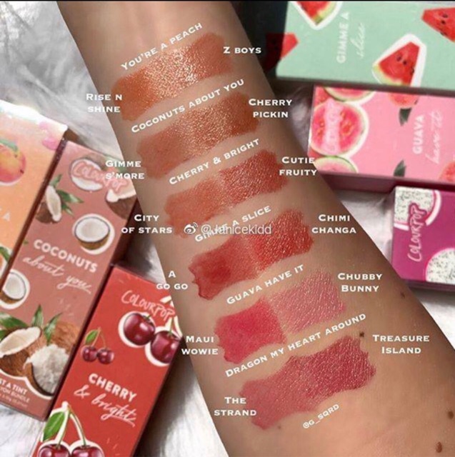 Set son Colourpop lippie tint