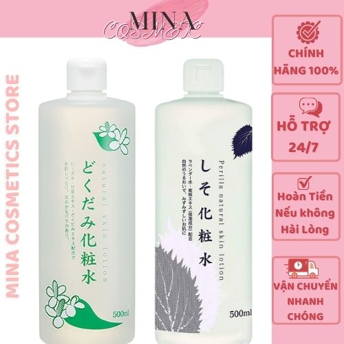 Nước hoa hồng [ Sạch Mụn 100%-Hàng Auth] Nước Hoa Hồng Diếp Cá ,Tía Tô Dokudami Natural Skin Lotion 500ml