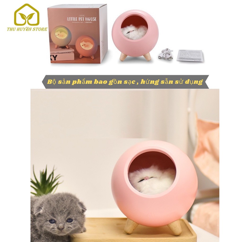 💖𝑺𝑰𝑬̂𝑼 𝑺𝑨𝑳𝑬💖 Đèn Bàn Trang Trí Tích Hợp Loa Bluetooth Không Dây Kiêm Đèn Ngủ Mèo Con Chỉnh Được Độ Sáng Có Sạc Tích Điện