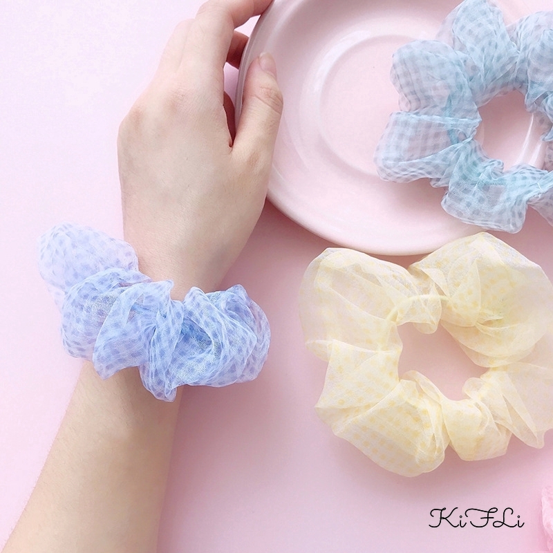 Dây buộc tóc đính quả cầu lưới thời trang Hàn Quốc kifli