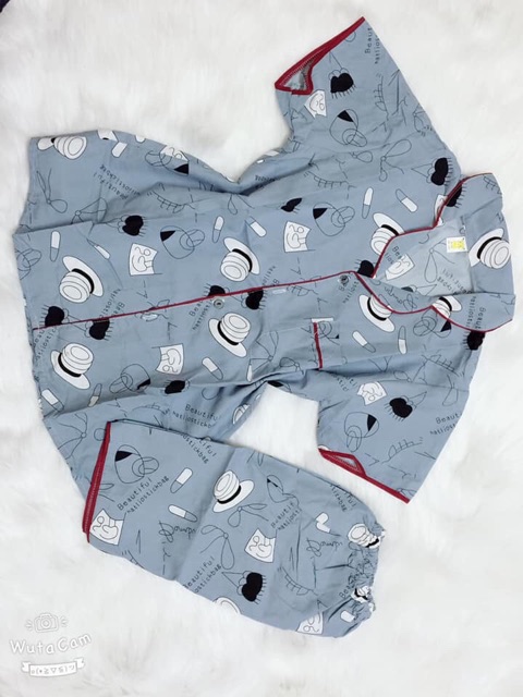 Bộ Pijama bo viền vải kate Thái