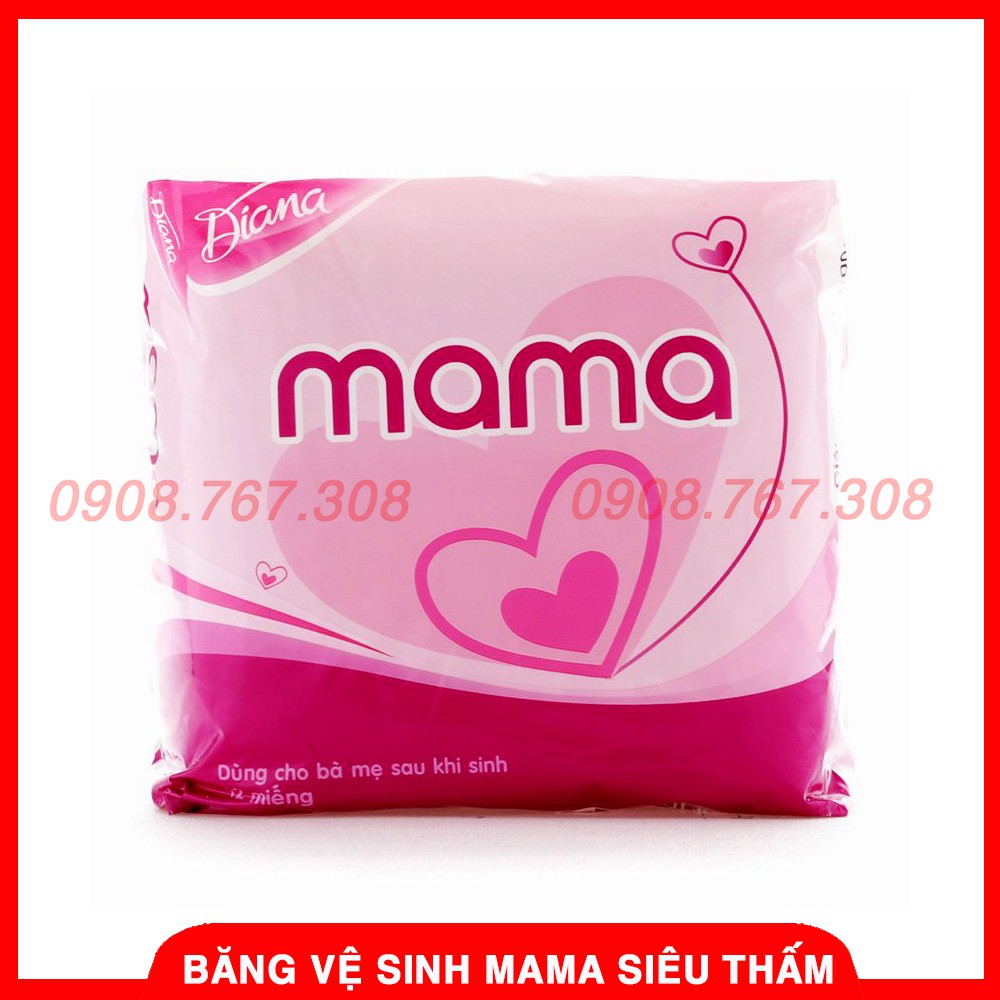 Băng Vệ Sinh MaMa Diana Siêu Thấm - Thích Hợp Cho Mẹ Sau Sinh - Gói 12 Miếng Lớn - 8934755010163