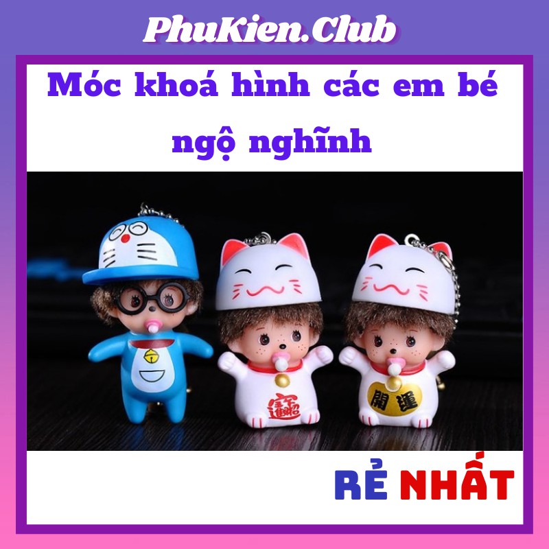 Móc Khoá Hình Các Em Bé Ngộ Nghĩnh ✓MÈO TRẮNG ✓ Mẫu Mã Độc Đáo, Mới Nhất 2018 ( Có Kèm Chuông )