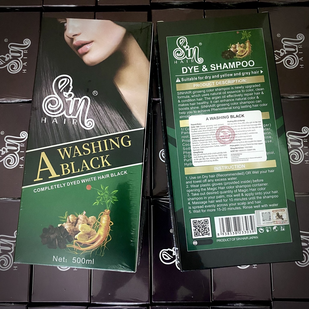 Combo Dầu Gội Phủ Bạc sin hair màu nâu TẶNG kèm dưỡng, dầu gội thành phần Nhân Sâm, phủ bạc ngay từ lần gội đầu tiên