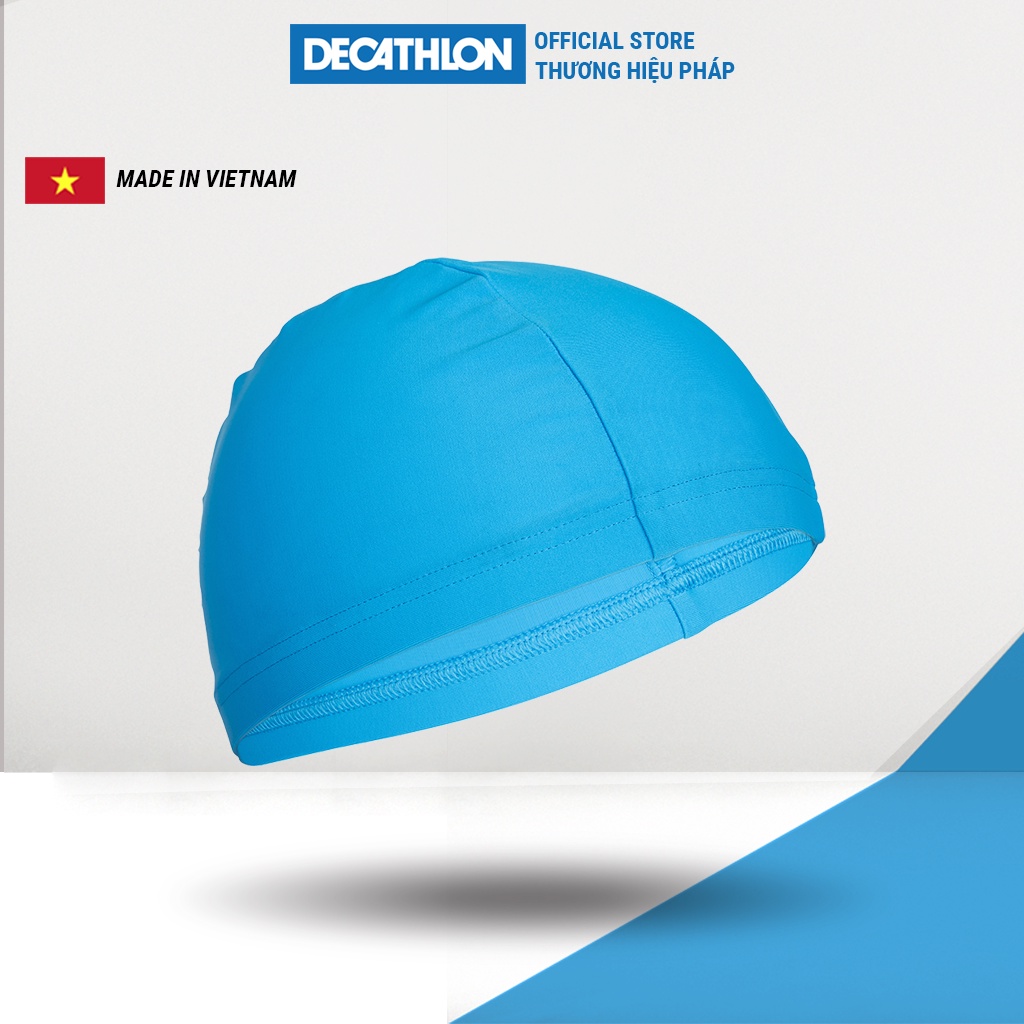 Mũ bơi vải lưới co dãn Decathlon không chống thấm - Xanh