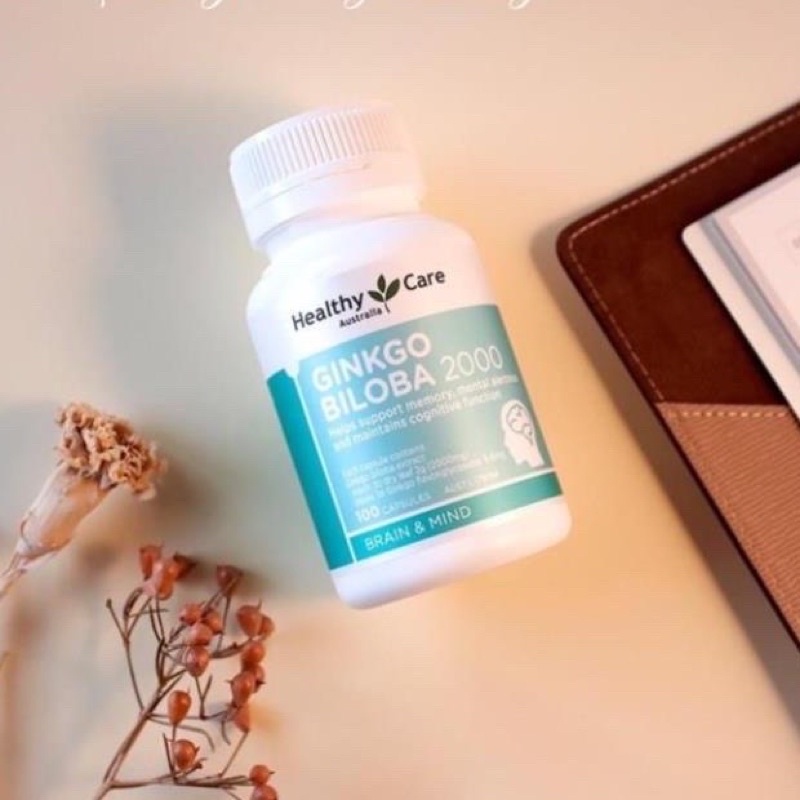 Viên uống bổ não Healthy Care Ginkgo Biloba 2000 mg, Úc (100 viên) tăng tuần hoàn máu não, cải thiện nhận thức, trí nhớ