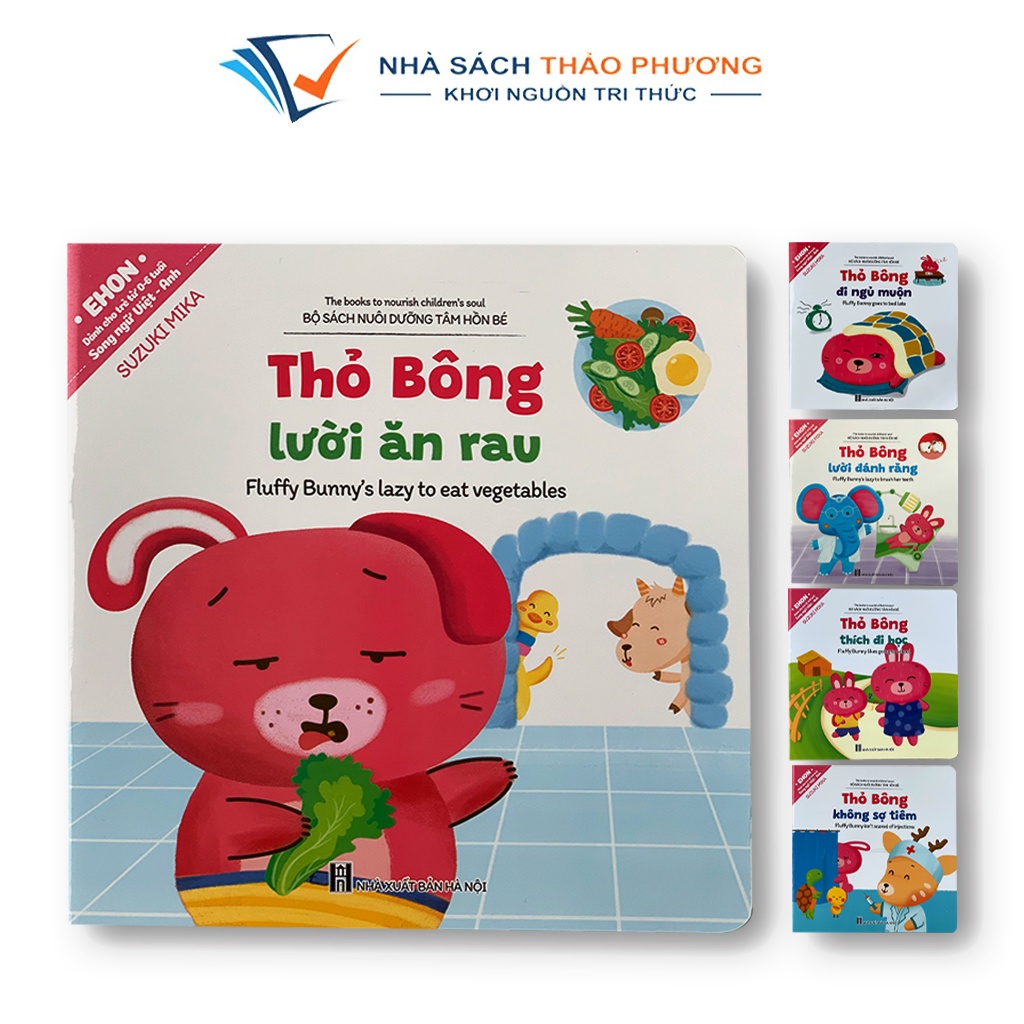 Sách - Bộ Ehon kĩ năng sống Thỏ Bông Song ngữ Việt Anh, Quét mã QR file nghe (Lẻ cuốn )