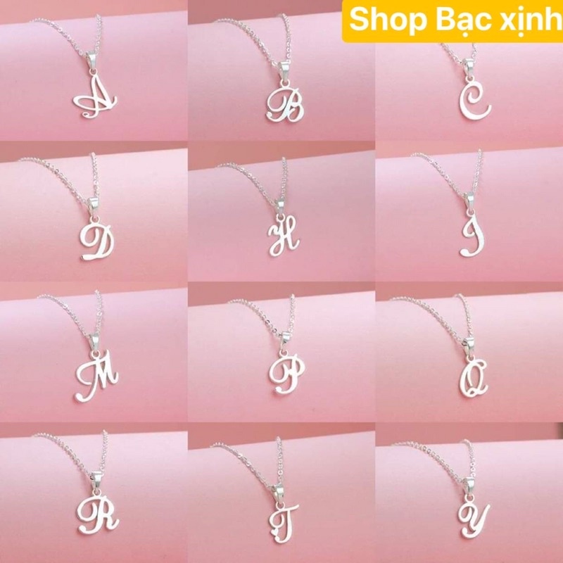 Dây chuyền mặt chữ cái . dây chuyền bạc theo tên.