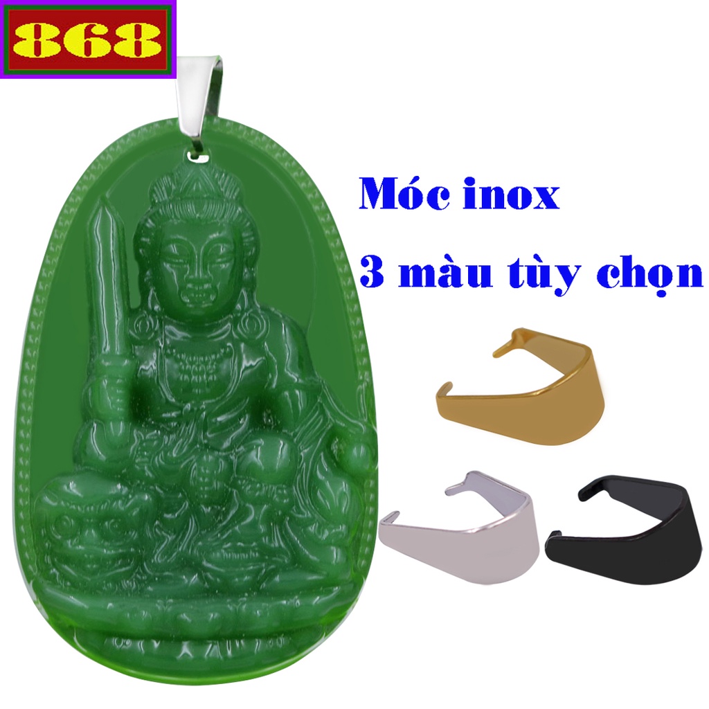 Mặt dây chuyền Phật Hộ mệnh 12 con Giáp Đá Xanh lá - Nhiều Size phù hợp cho nam và nữ - Tặng kèm móc inox