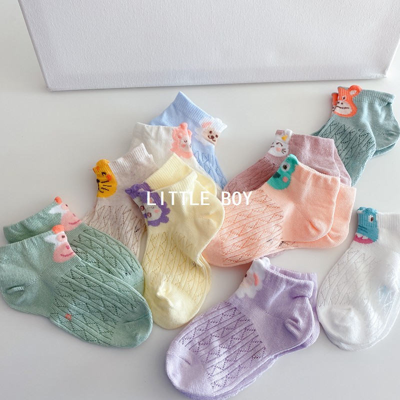 Set 5 đôi Tất lưới cotton ROBIBABI thoáng khí mềm mịn, giữ ấm cho bé (sơ sinh- 3 TUỔI)