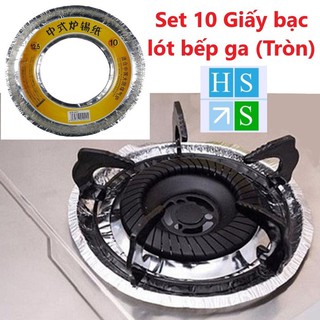 Set 10 Giấy bạc lót bếp ga chắn dầu mỡ (Loại tròn) Tấm giấy bạc tiện ích bảo vệ bếp ga