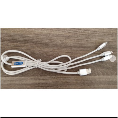 Cáp sạc 3 đầu bọc dù ONTEK microUSB + + Type-C-CAP1