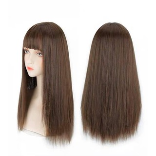 Tóc Giả Nguyên Đầu Thẳng 50cm tự nhiên có mái thưa ❤️ Free Ship ❤️ Tóc cao cấp chịu nhiệt- video & hình thật