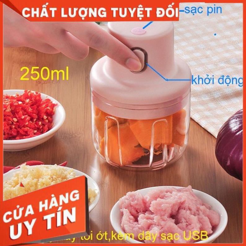 Sale Sốc -  Máy xay tỏi ớt, thịt mini tự động loại xạc pin. . Siroshop.