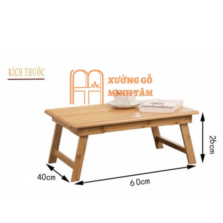 Bàn gỗ xếp gọn gỗ cao cấp, phủ bóng chống trầy, kích thước 60*40cm kiểu dáng Nhật Bản, chân gấp gọn màu vàng sáng
