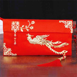 Bao Lì Xì Cưới 2023 Vải Gấm Cao Cấp - Bao Nạp Tài Mùa Cưới Vải Nhung Hình Phụng