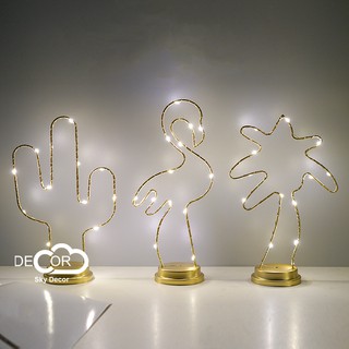 Đèn xương rồng, quả thơm, cây dừa trang trí chụp ảnh, decor nhà cửa, cửa hàng