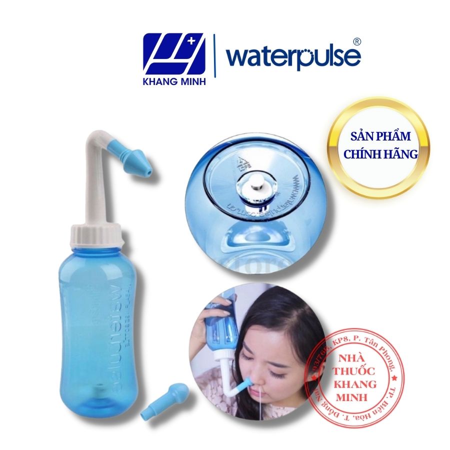Bình rửa mũi Waterpulse vệ sinh viêm mũi, viêm xoang cho cả người lớn và trẻ nhỏ, có van điều chỉnh