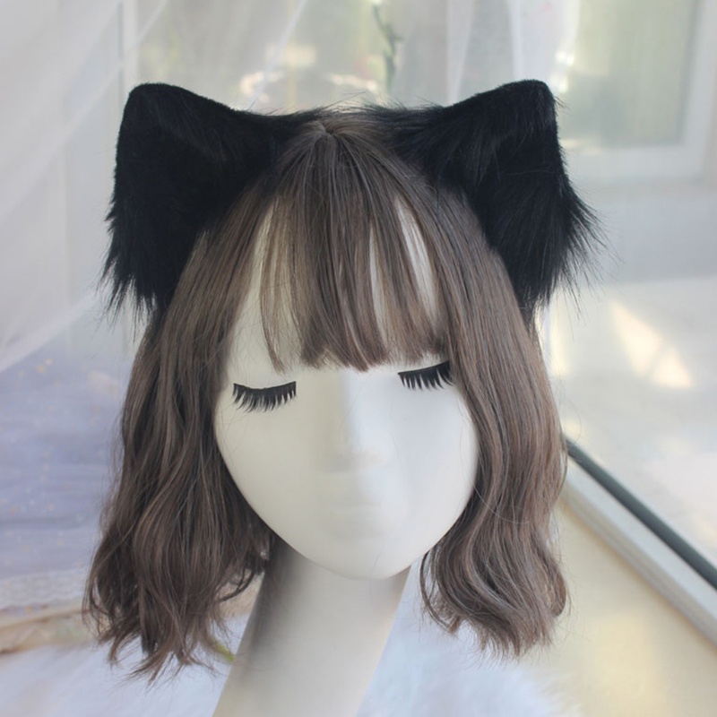 Kẹp Tóc Tai Mèo Phối Lông Phong Cách Lolita Đáng Yêu Cho Bé Gái