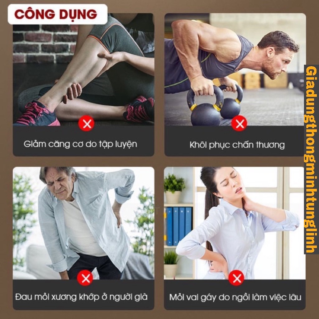 (Combo 3 sản phẩm)Máy Massage cầm tay, máy tập thể dục tại nhà và khung chỉnh cột sống tăng tuần hoàn máu, giảm đau nhức