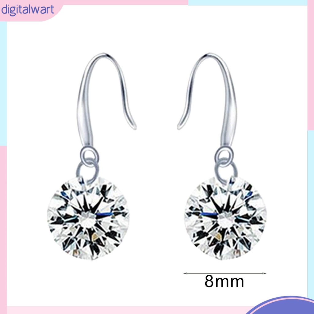 Cặp khuyên tai mạ bạc mặt tròn đính đá zircon sang trọng trẻ trung dành cho nữ