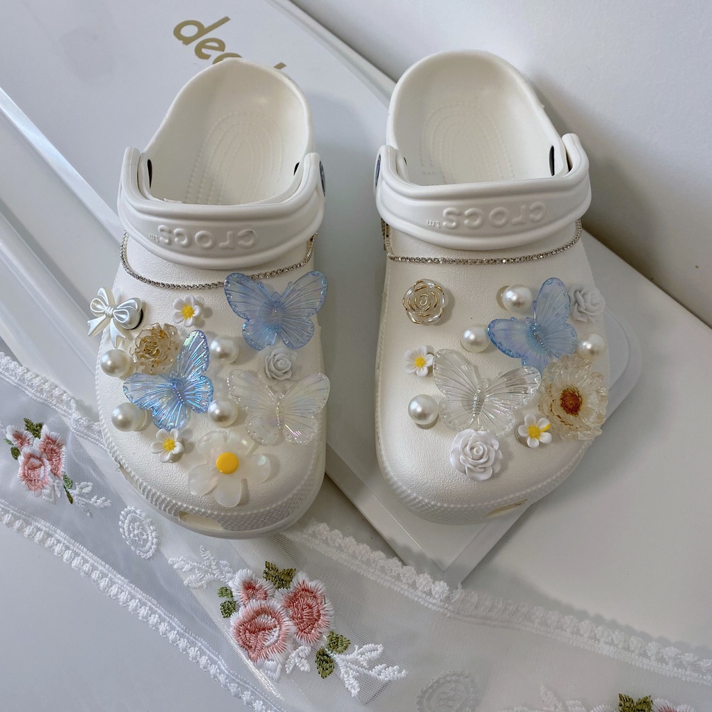 Nhãn Dán Dép sticker dépBộ 14 Phụ Kiện Khóa Giày Dép crocs Tranh Sơn Dầu diy
