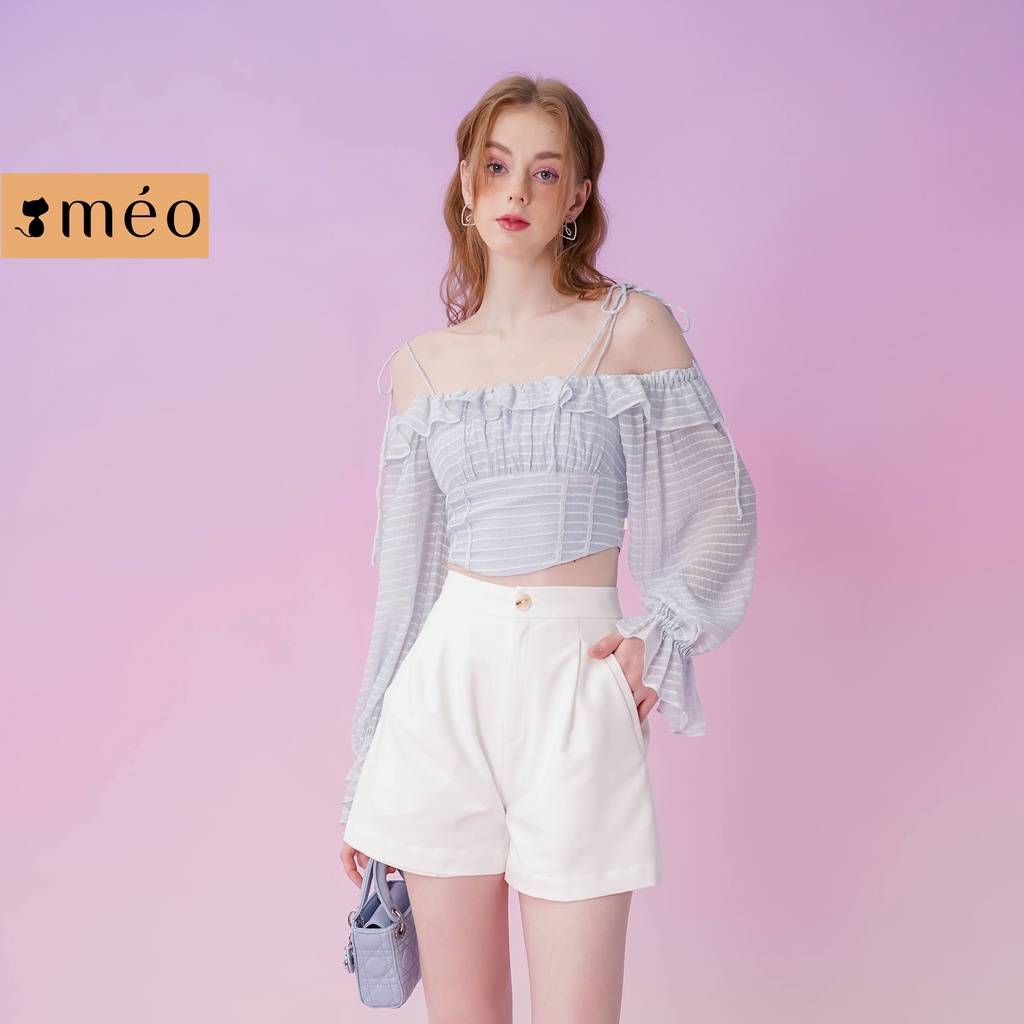 Áo kiểu nữ Méo shop hai dây trễ vai bèo nhún phong cách Hàn Quốc Kandy