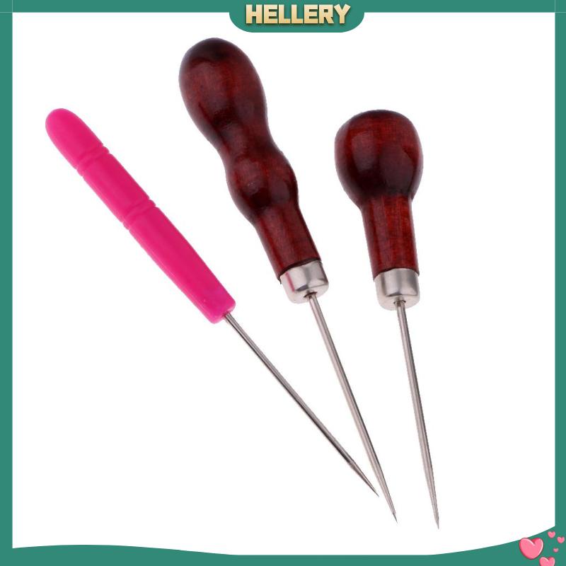 Bộ 3 Dụng Cụ Đục Lỗ Với Tay Cầm Bằng Gỗ / Nhựa Tiện Dụng