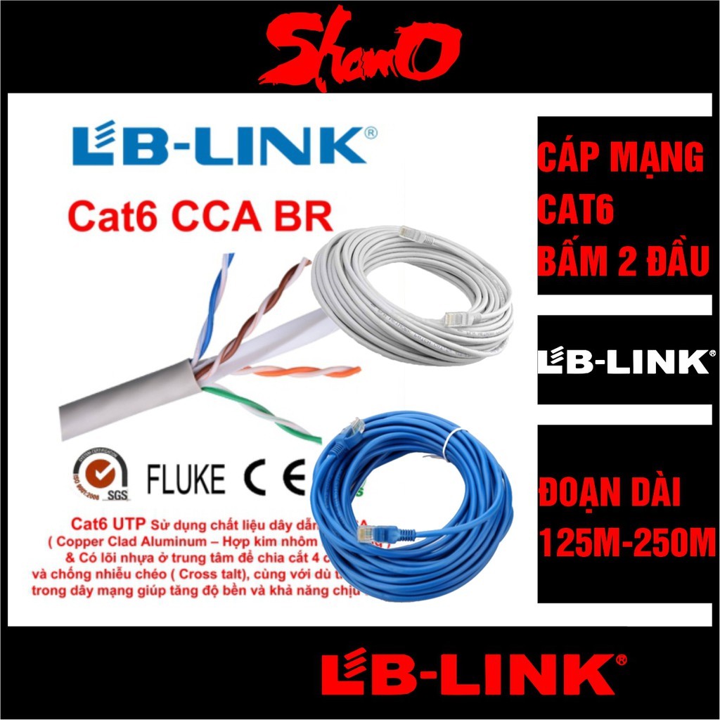 Dây cáp mạng Cat6 bấm sẵn 2 đầu – Cắt từ cuộn tiêu chuẩn – Chính hãng LB-LINK