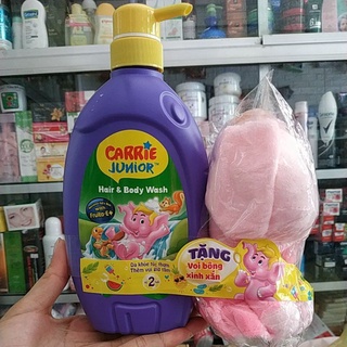 SỮA TẮM GỘI TOÀN THÂN CHO BÉ CARRIE JUNIOR 700G TẶNG VOI BÔNG, HÀNG CHÍNH HÃNG