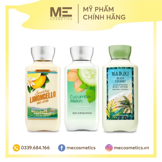 (Bill Mỹ) Sữa dưỡng thể trắng da Bath & Body Works