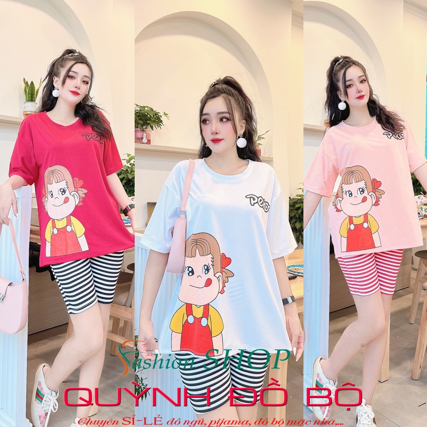 Đồ Bộ Nữ Mặc Nhà Anquachi Đẹp Thun Cotton Co Giãn Ở Nhà Dễ Thương Quần Lửng Thun Gân Cute A096