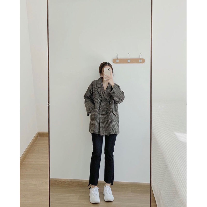 Áo Khoác Dạ Kẻ 2 Lớp Dày Dặn Hàng Quảng Châu M618- Lolla_Fashion