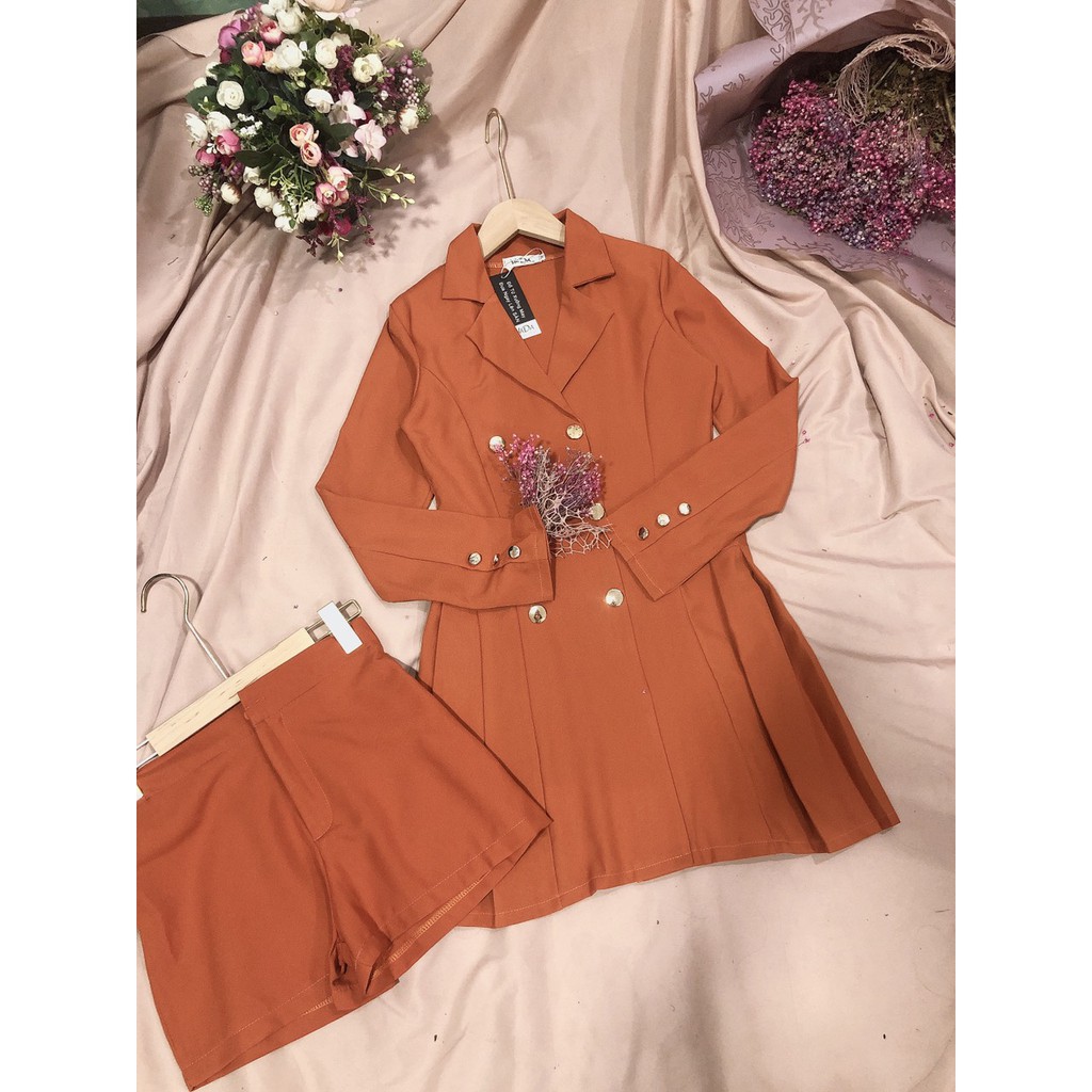 Đầm dự tiệc cổ vest tay dài KÈM quần sort đi tiệc cưới, đi bar,dạo phố, đi học, đi làm  xinh xắn, sang trọng VADA - V249 | BigBuy360 - bigbuy360.vn