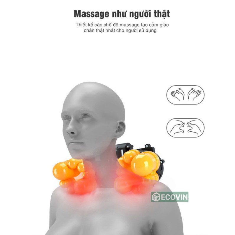 Gối Massage - Gối Mát Xa Lưng Vai Cổ Thắt Lưng Cao Cấp, Thư Giãn, Hỗ Trợ Giảm Đau Cơ Thể, Thoát Vị Đĩa Đệm, Thiết Kế Đẹp