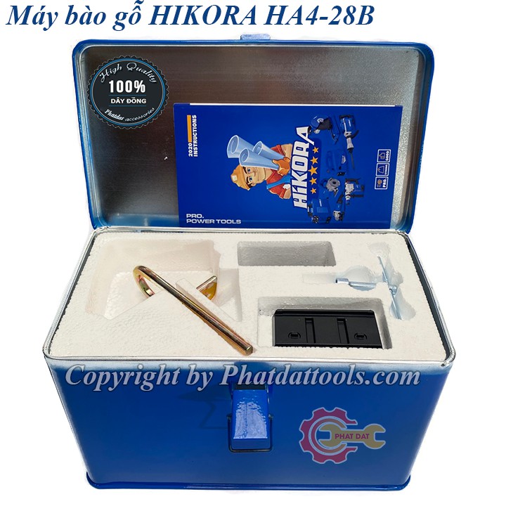 Máy bào gỗ HIKORA HA4-28B-Khung vỏ máy bằng nhôm đúc-Hộp đựng sắt-Công suất 780W-Bảo hành 6  tháng