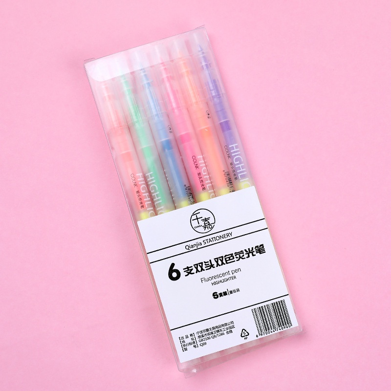 Set 3 bút và set 6 bút highlight dạ quang 2 đầu dễ thương cute TooYoo TY0156