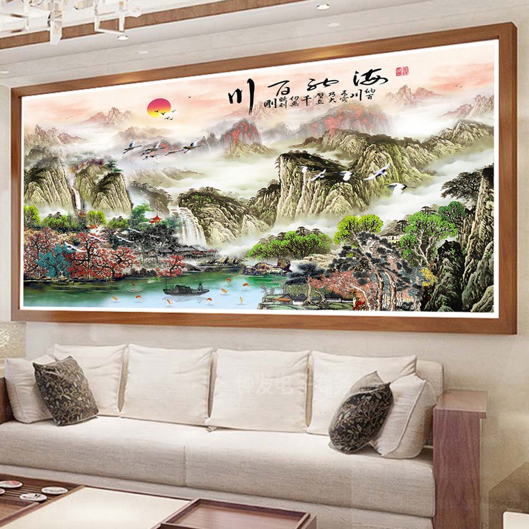 Tranh thêu chữ thập - Thủy mặc 04