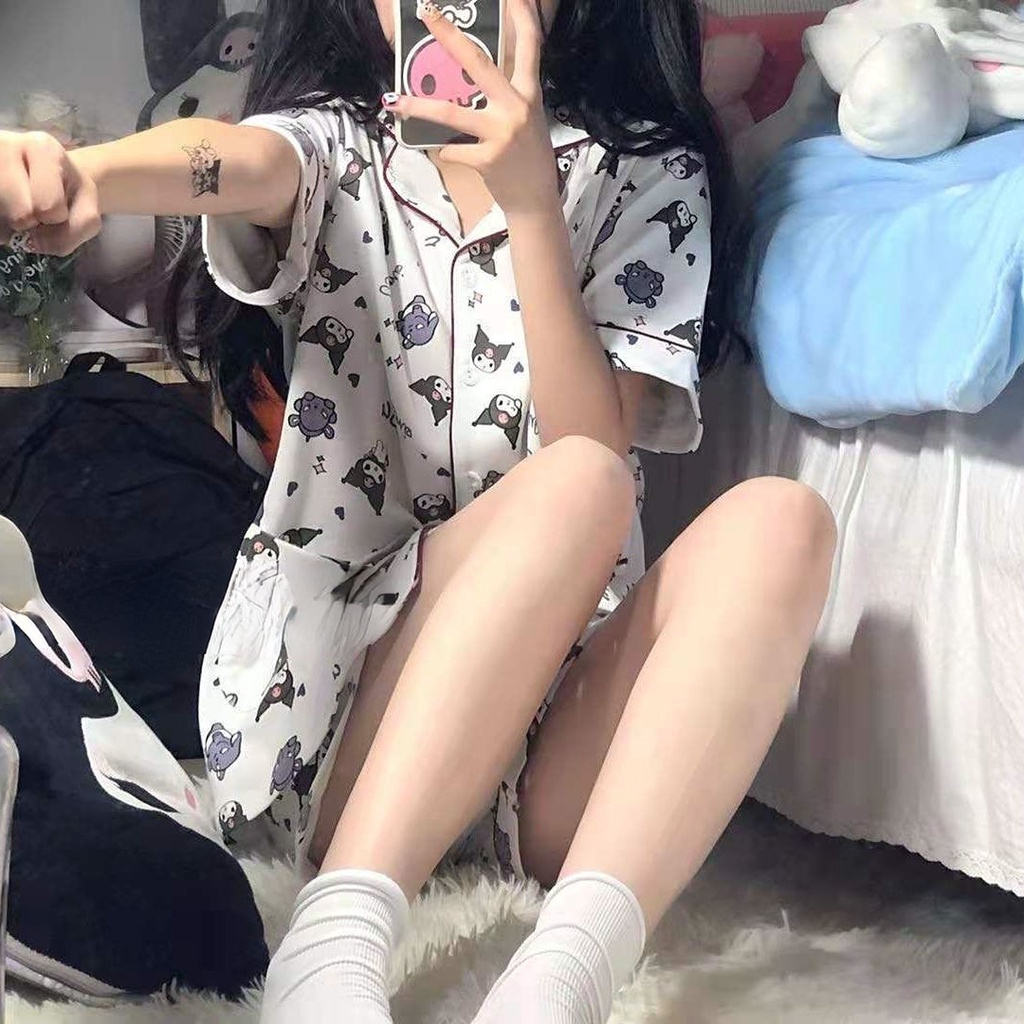 Bộ Đồ Ngủ In Hình Kulomi Dễ Thương Phong Cách Hàn Quốc Thời Trang Mùa Hè Cho Nữ