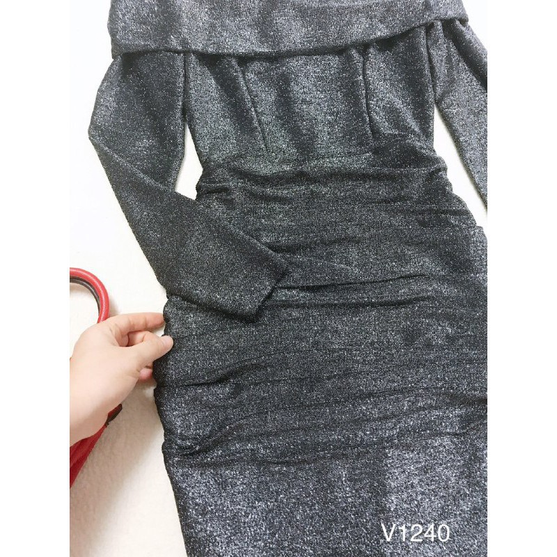 [ xả kho ] MiD Đầm body trễ vai nhũ kim tuyết V1240 cao cấp Mie Design kèm ảnh thật